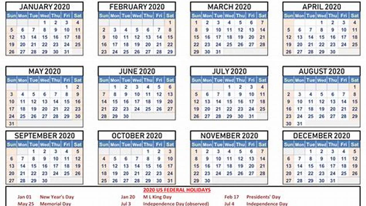 2024 Vacation Calendar Printable 2020