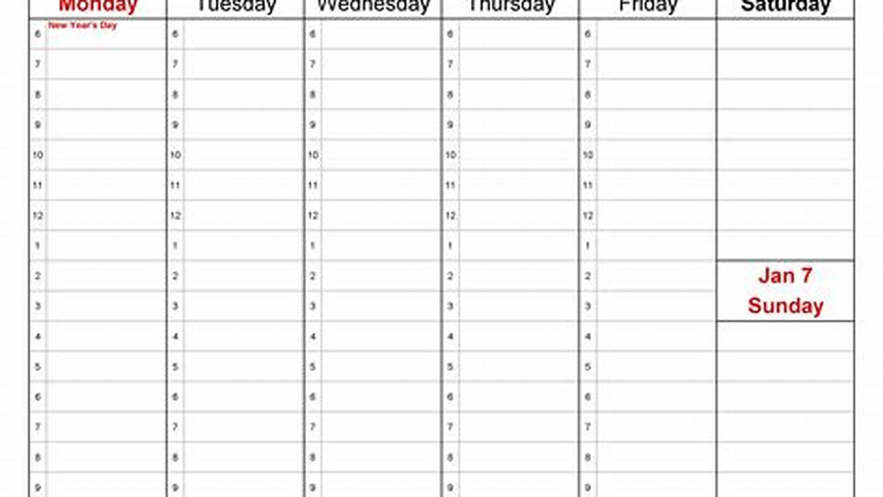 2024 Weekly Calendar Excel Free Download