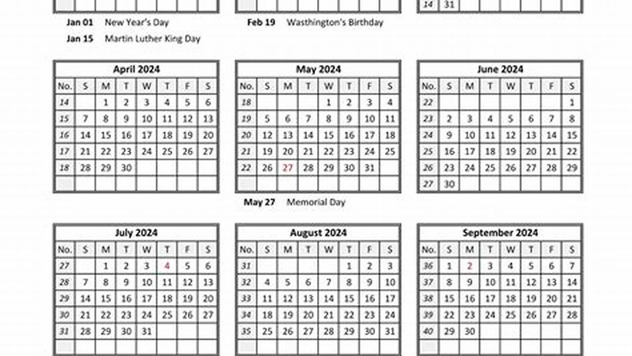 2024 Yearly Calendar Printable Pdf With Holidays 2022