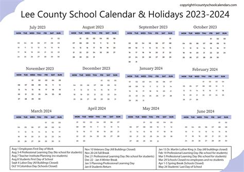 2024 And 2024 School Calendar Lee County 2024