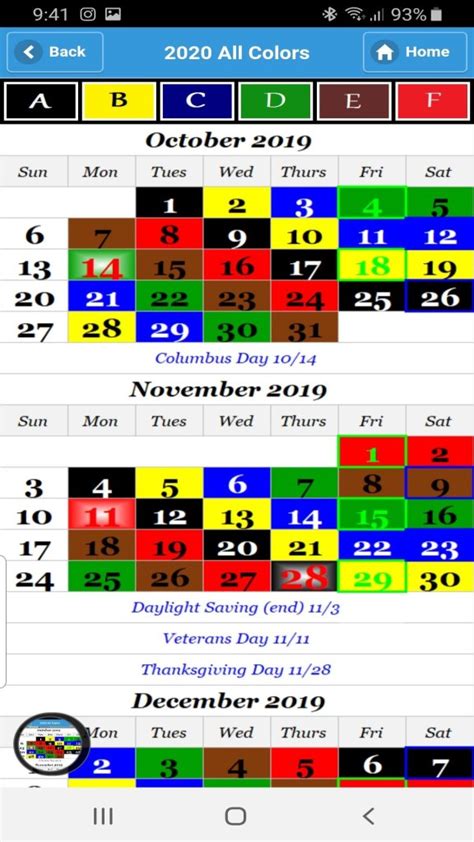 2024 Rotating Day Off Calendar