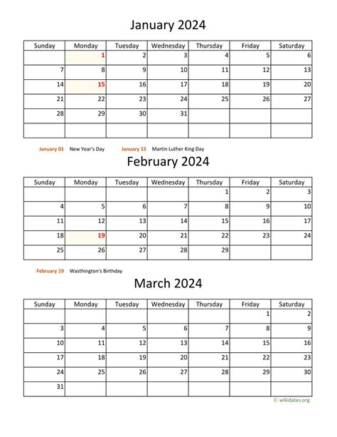 2024 3 Month Calendar