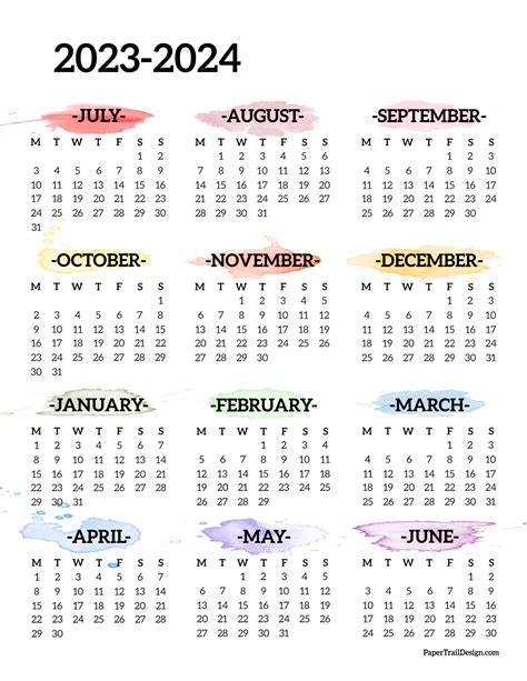 2024 And 2024 Printable School Calendar