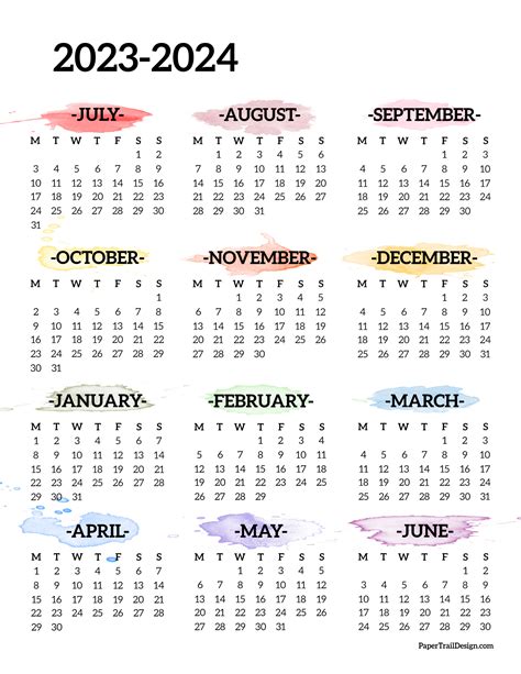 2024 And 2024 School Calendar Free Printable