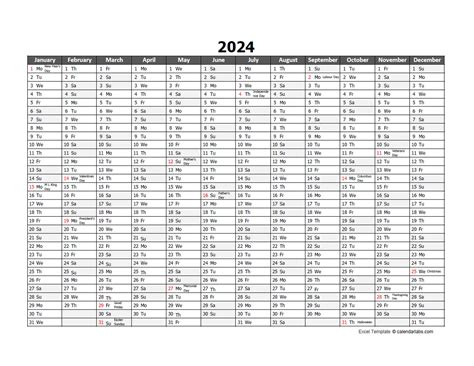 Australia Calendar 2024 Free Printable Excel templates