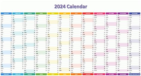 2024 Calendar (PDF, Word, Excel)