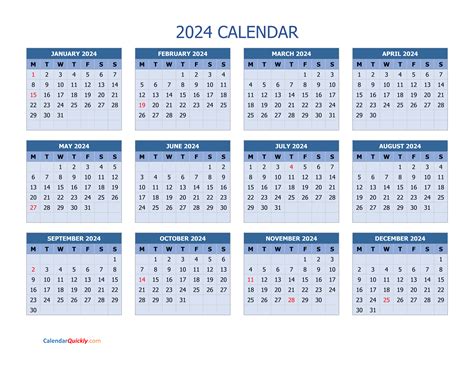 2024 Calendar Starting Monday