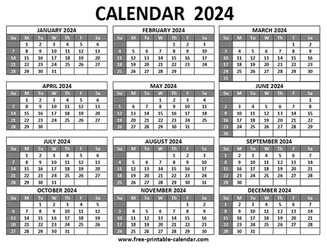 2024 Calendar Text File