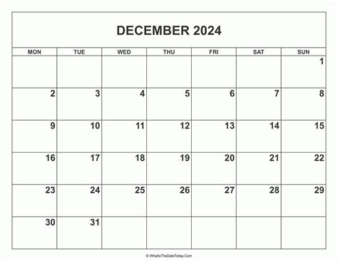 2024 December Calendar