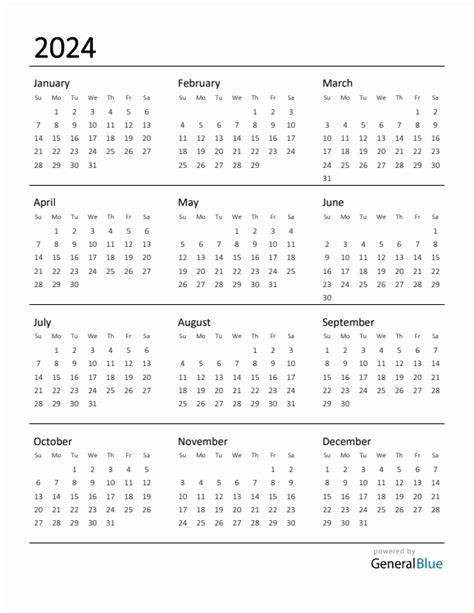 2024 Free Printable Calendar