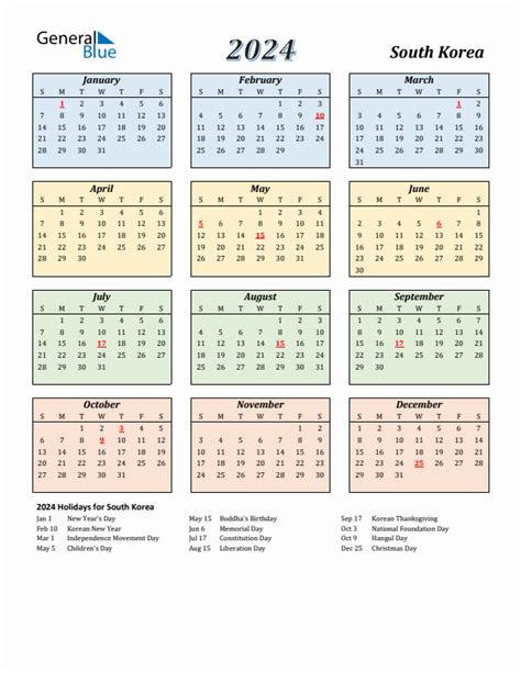 2024 Korean Calendar