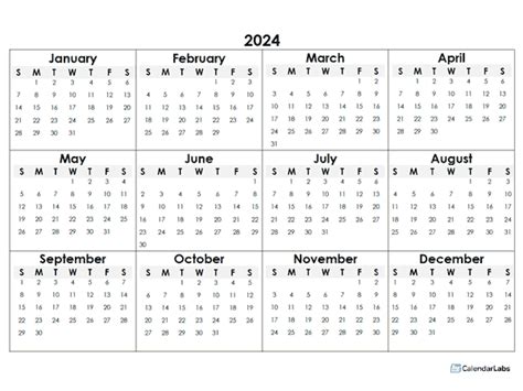 2024 Mini Calendar Printable