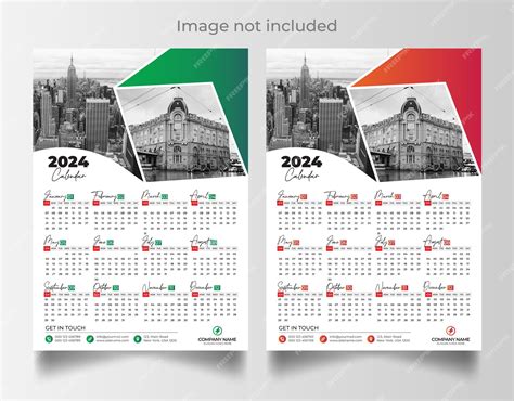 2024 One-Page Calendar Template Example Image