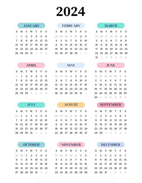 Image of a 2024 Printable Calendar One Page Word Search Engine