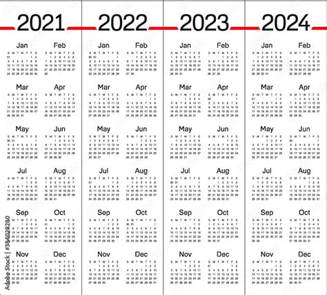2024 To 2021 Calendar