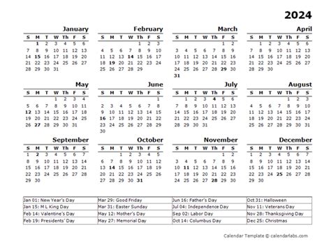 2024 Weekly Blank Calendar