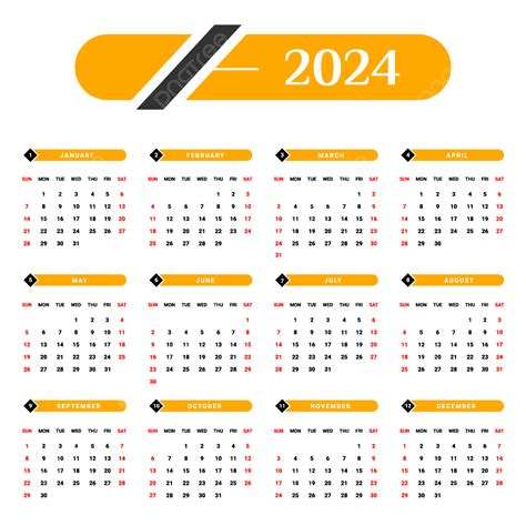 2024 Year Calendar Vector