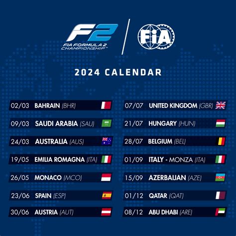 2024 F2 Calendar