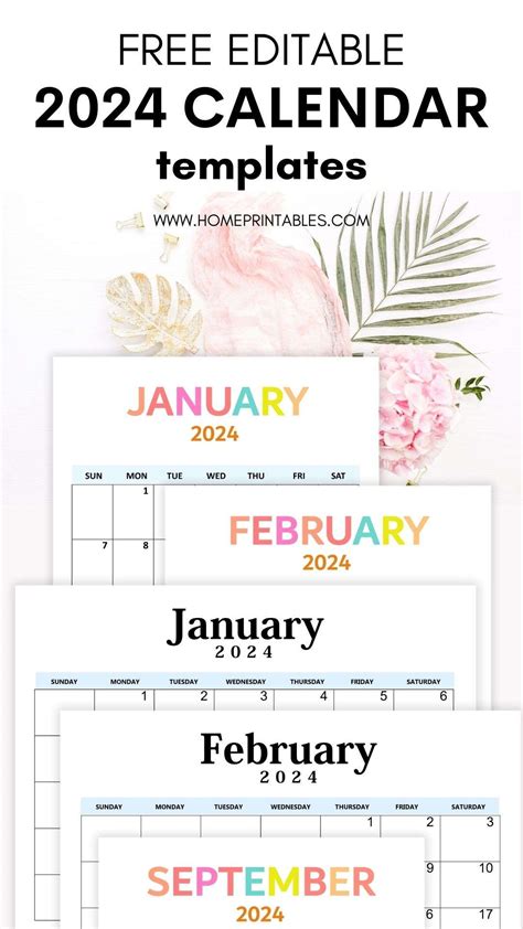 2024 monthly calendar template word free