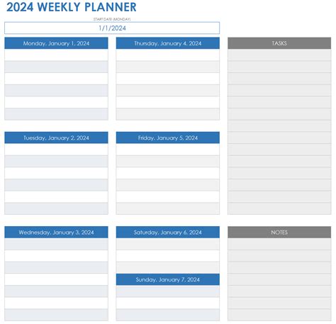 Unleash Your Productivity: Embrace the 2024 Weekly Calendar List Template