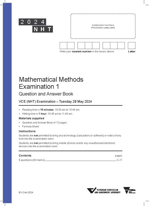 2023 VCAA NHT Math Methods Exam 2 Worked Solutions YouTube