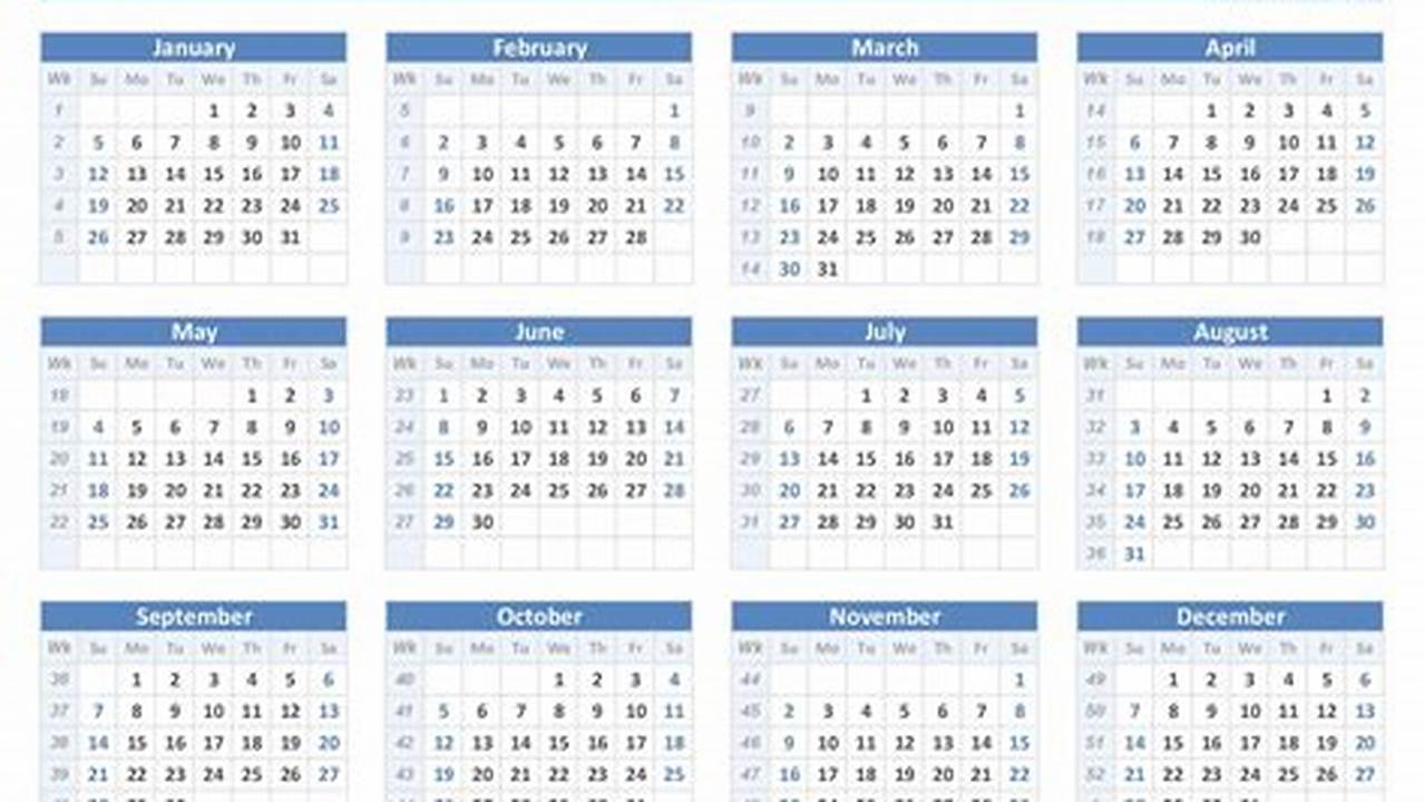 2025 Calendar With Week Numbers Excel Download