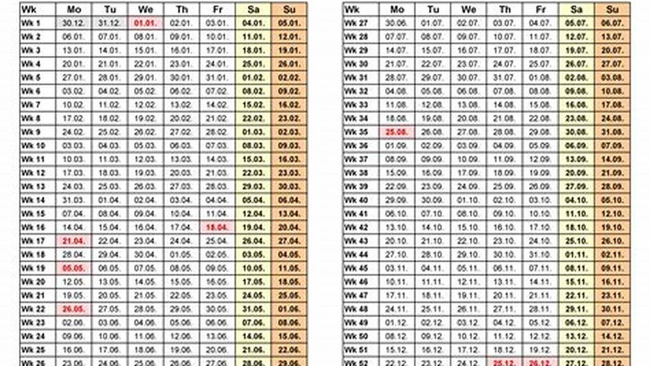 2025 Calendar With Week Numbers Excel Templates