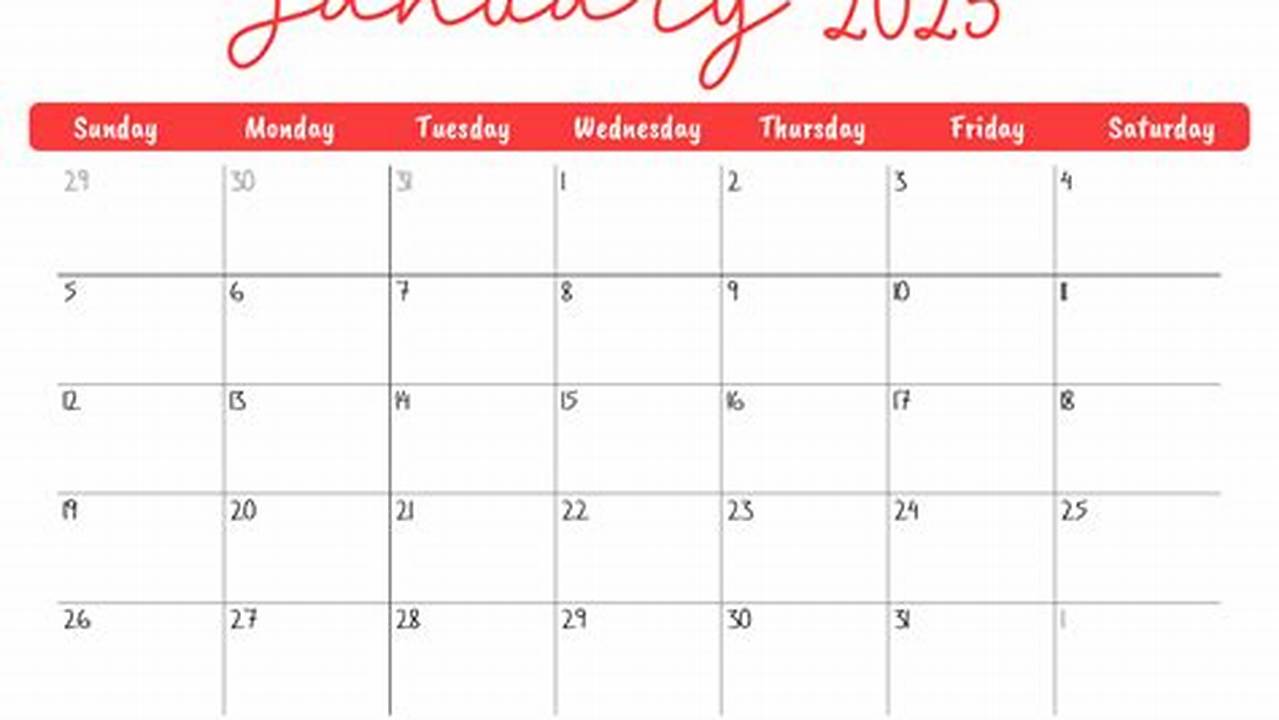 2025 January Calendar Printable Cursive Forms