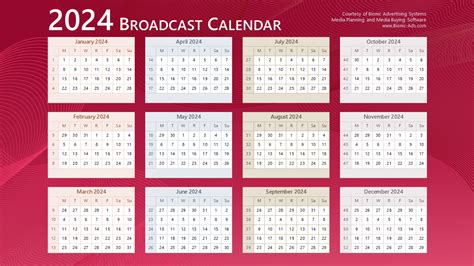 2025 Broadcast Calendar