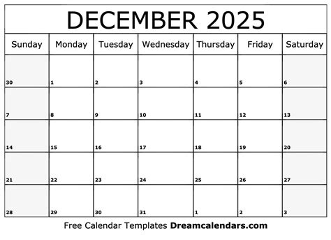 2025 December Calendar