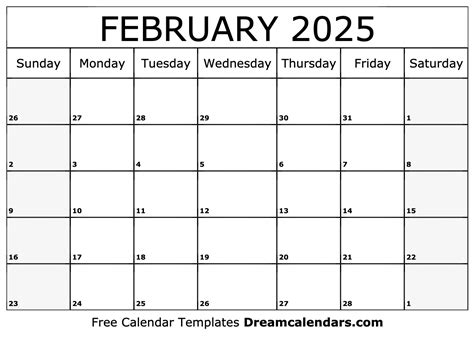 2025 Feb Calendar