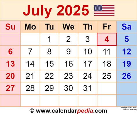 2025 July Calendar