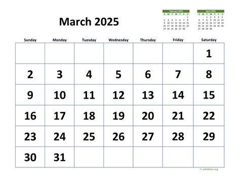 2025 March Calendar