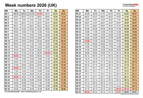 2025 Week Numbers Pdf