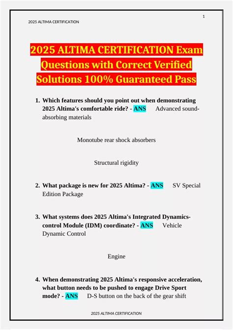 2025 altima certification