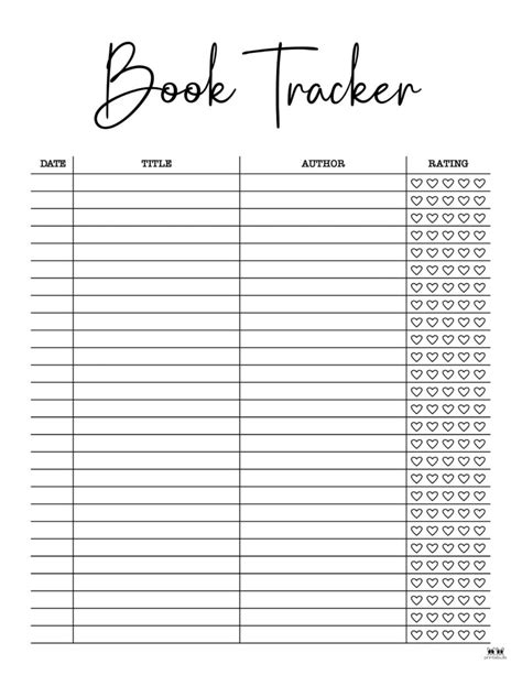 2025 Book Tracker Printable