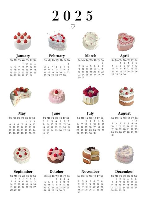 2025 Cake Calendar