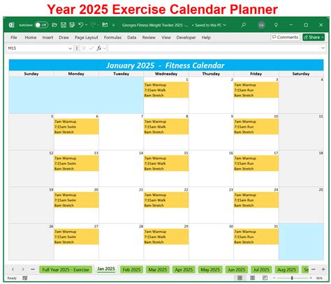 2025 Exercise Calendar