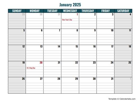 2025 Google Doc Calendar