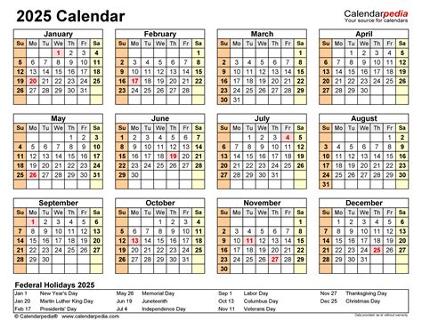 Jahreskalender 2025 zum Ausdrucken gratis für Excel & PDF