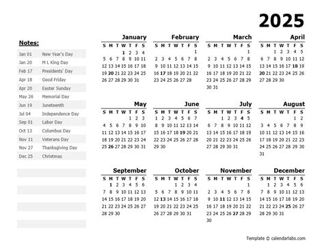 2025 year calendar yearly printable