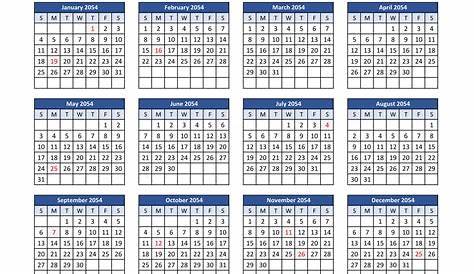 2054 Calendar (PDF, Word, Excel)