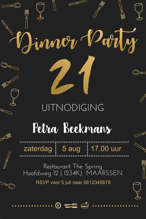 uitnodigingetentjeverjaardag21diner Uitnodigingen.nl