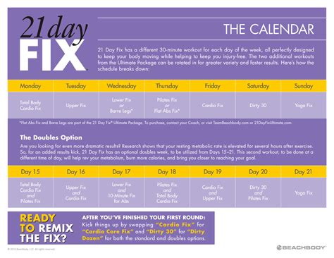 21 Day Fix Calendar