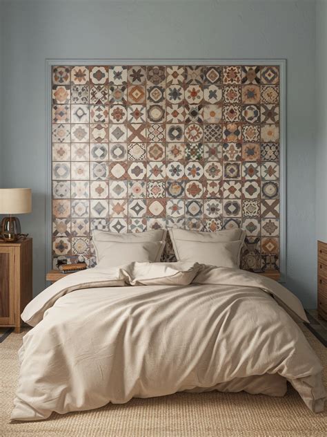 21. Add color with a tiled headboard idea