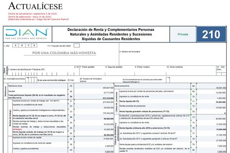 210 declaracion de renta