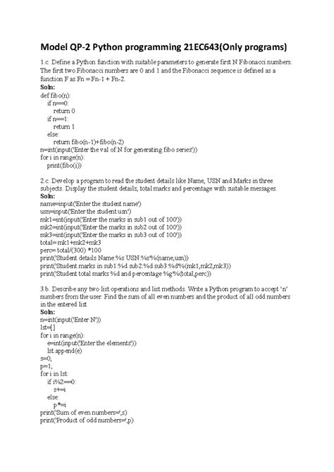 21ec643 python programming model question paper