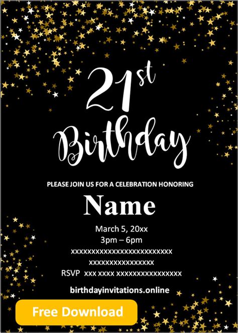 21st Birthday Invitation Templates Free