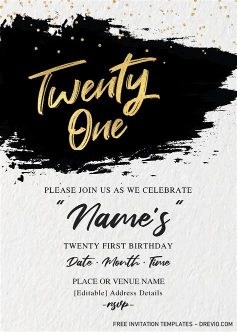 21st Party Invites Templates Free