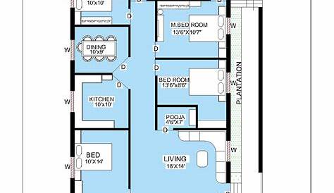 2230 House Plan East Facing 32'3"x 43'9" 1BHK Beautiful Twin As